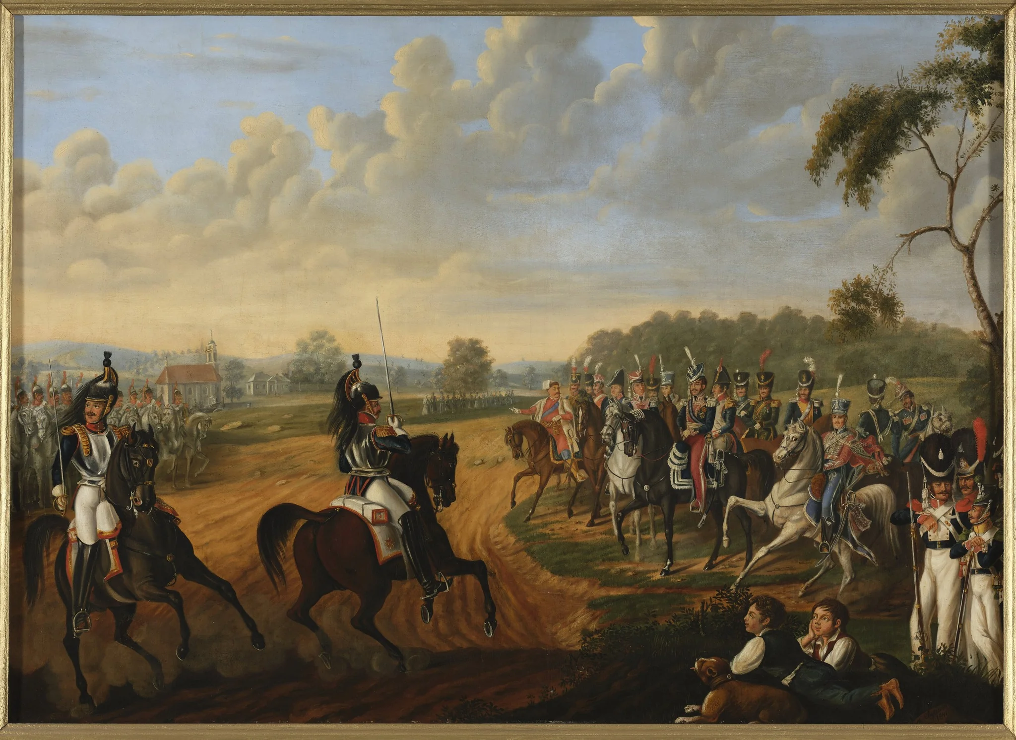 Inspection of the 14th Regiment of Cuirassiers of the Duchy of Warsaw, by Michał Chylewski, oil, 1841