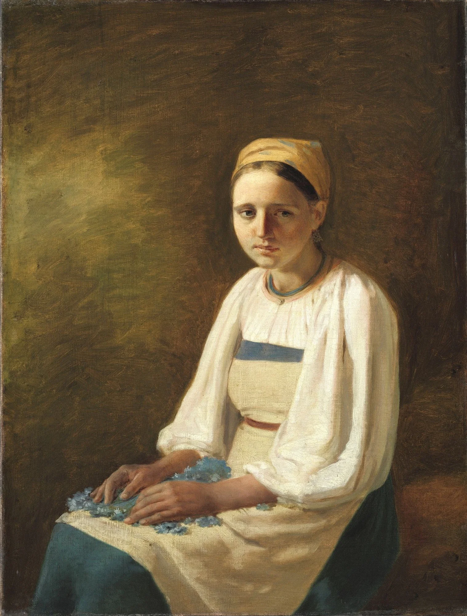 Peasant Girl with Cornflowers