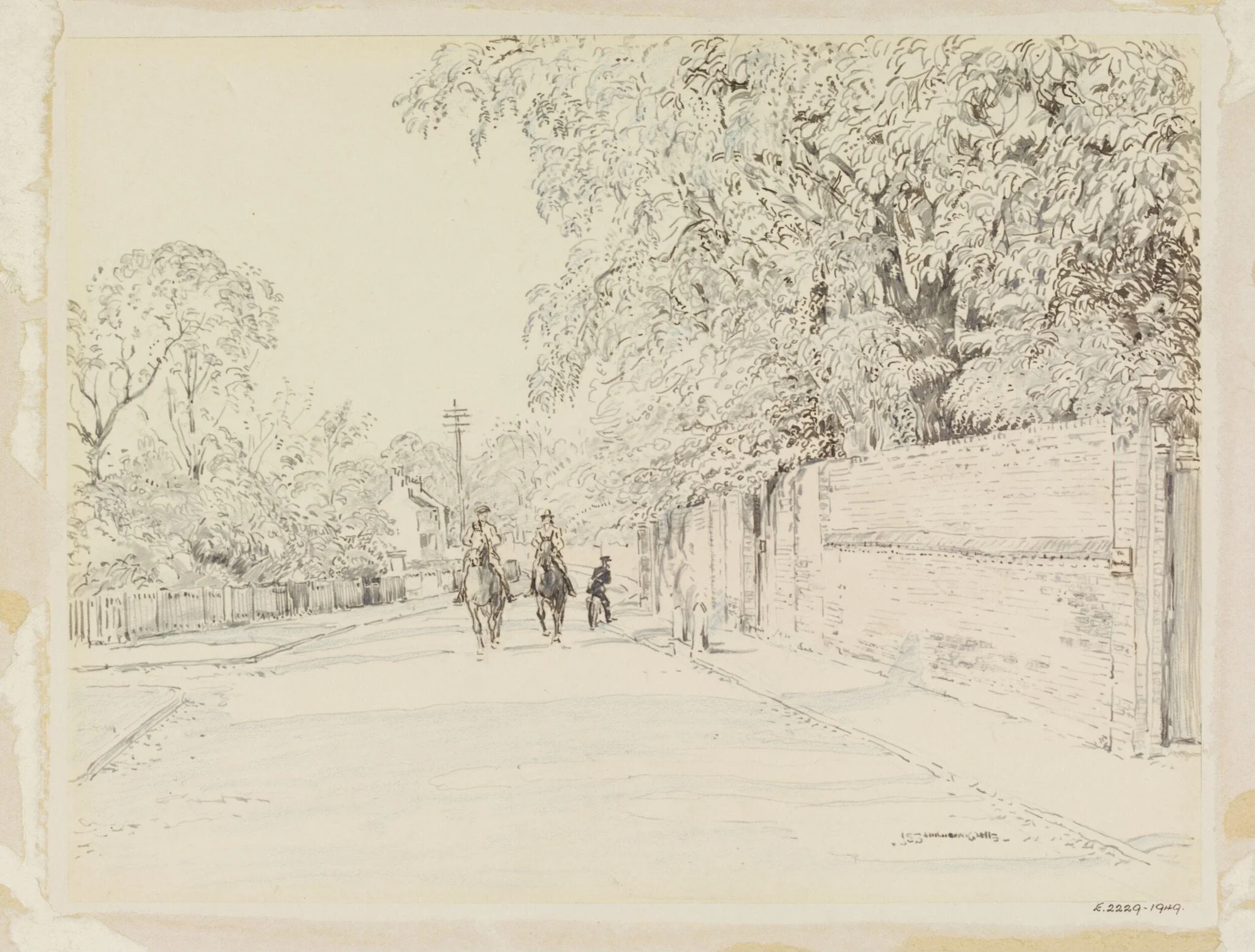 Outside the Manor House, Ham Street, by John Sanderson Sanderson-Wells, watercolor, 1940