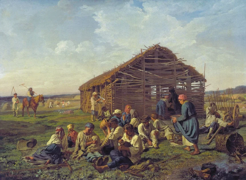 Rest At Haymaking, by Alexander Ivanovich Morozov, oil, 1861