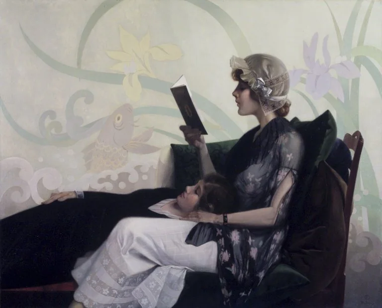 Just a Couple of Girls, by Harry Willson Watrous, oil, 1915