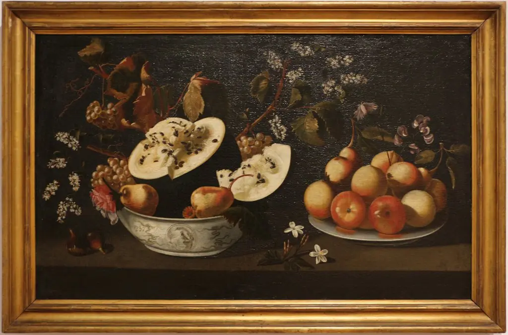 Still life with watermelon and pear