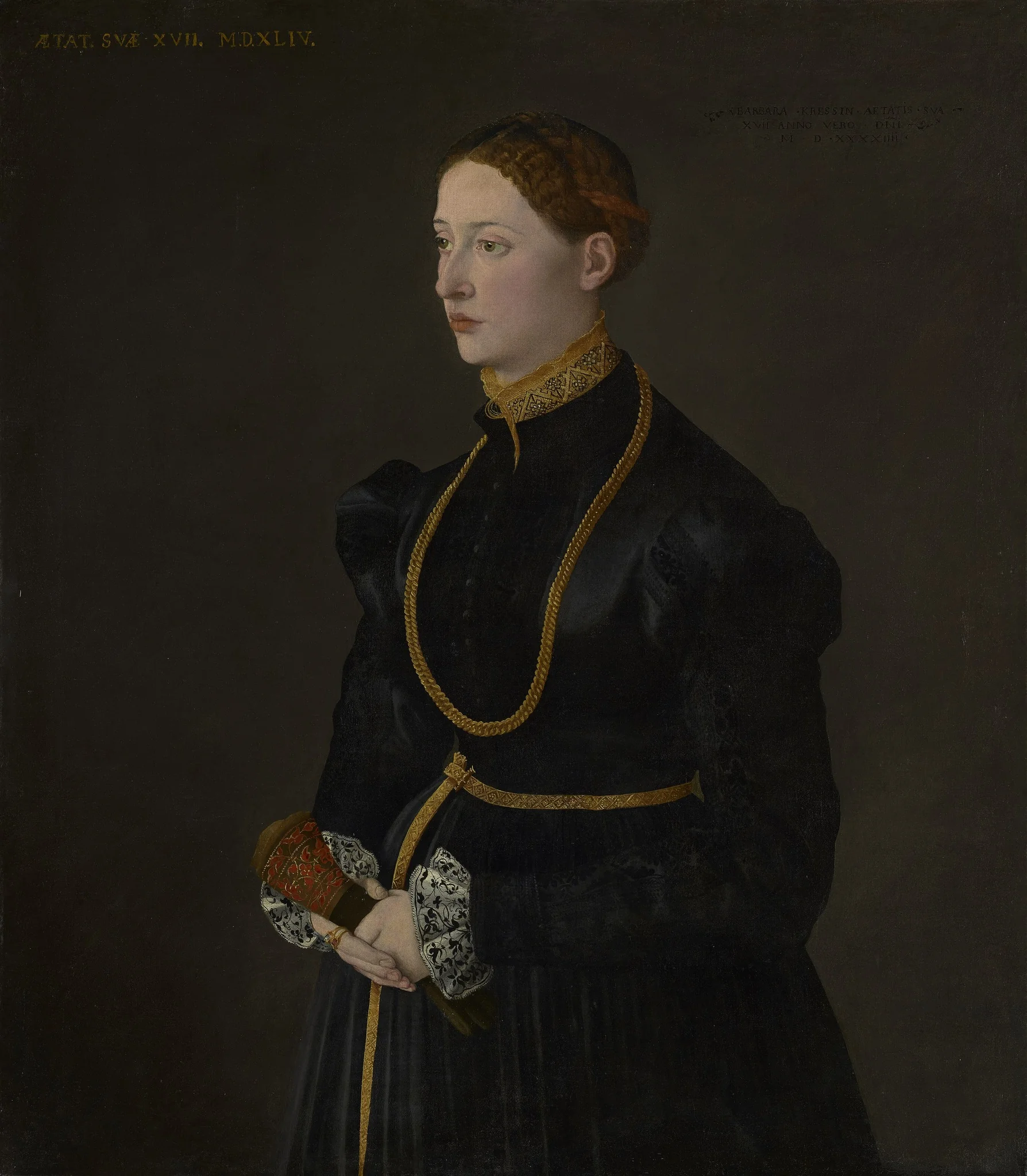 Portrait of Barbara Kressin, by Unknown, oil, 1544