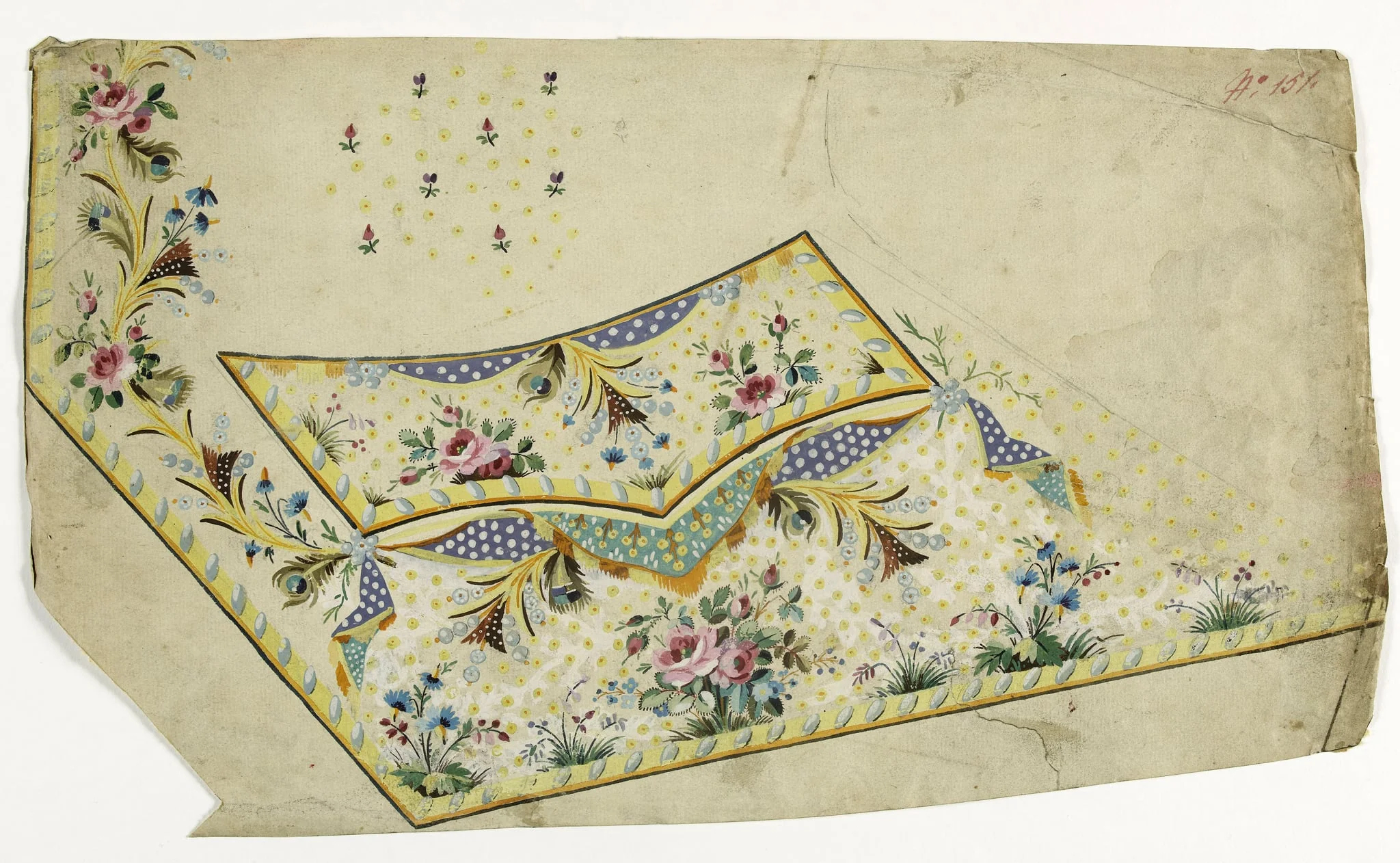 Gilet aux plumes de paon, projets de broderies de gilet, XVIIIème siècle, by Anonyme, 1750