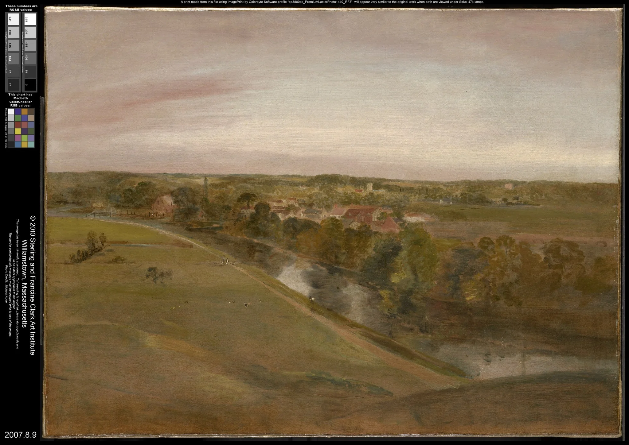 Stratford Saint Mary from the Coombs, by John Constable, oil, 1800