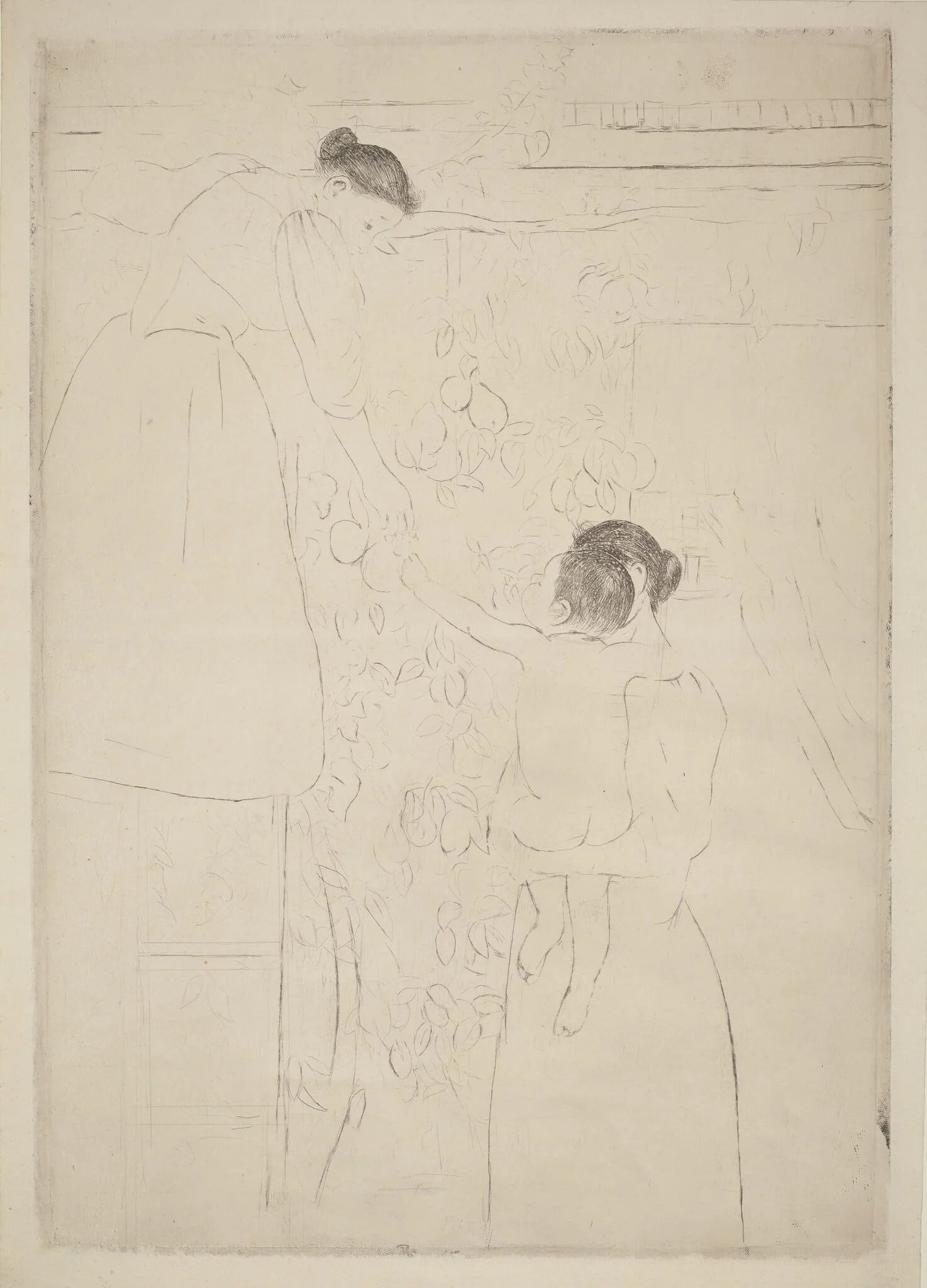 Gathering Fruit, by Mary Cassatt, ink, 1893
