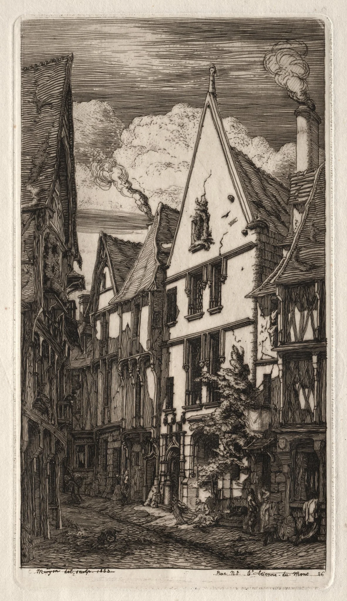 Etchings of Paris:  à Bourges, by Charles Meryon, 1853