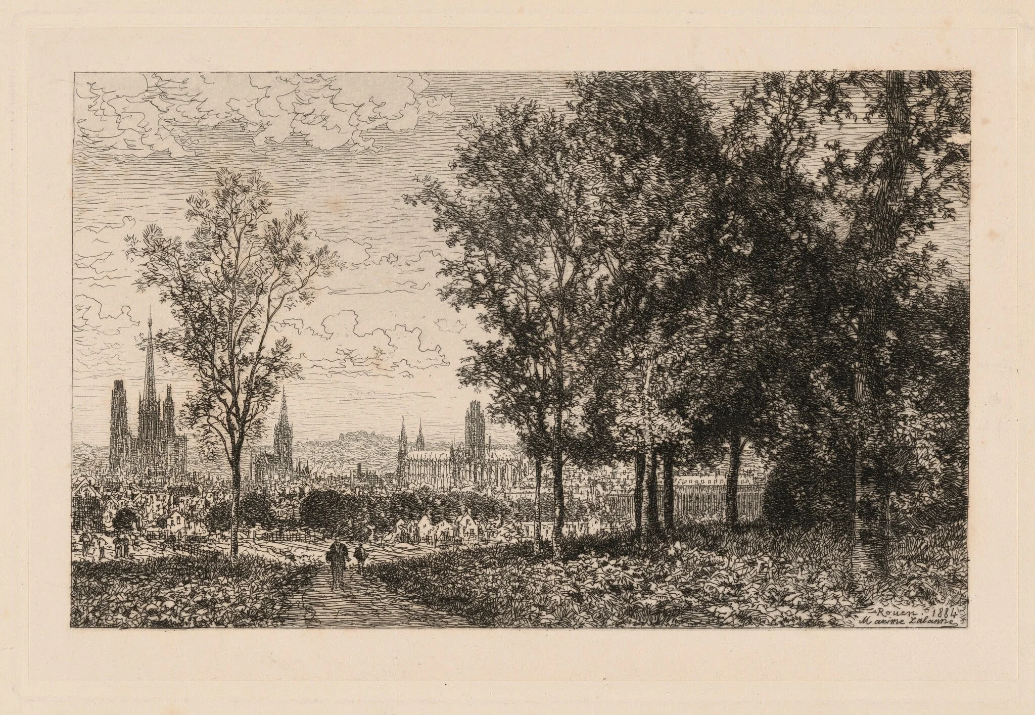 Rouen, by Maxime Lalanne, ink, 1884