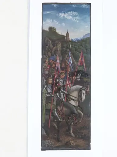Copy of a detail of the Ghent Altarpiece, Knights of Christ, by Hubert and Jan van Eyck in the church of St. Bavon, Ghent.