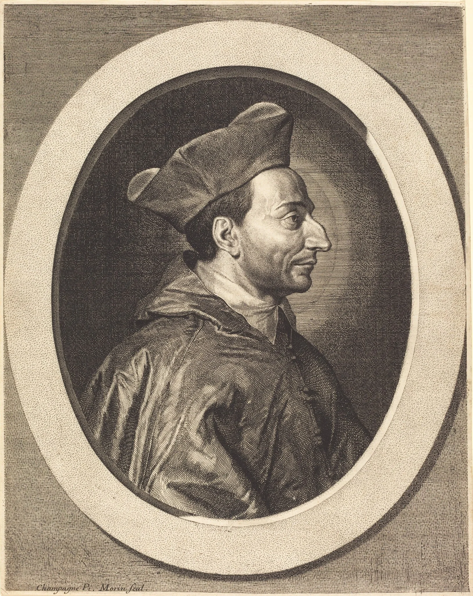 Saint Charles, Cardinal Borromeo, by Jean Morin, ink, 1625