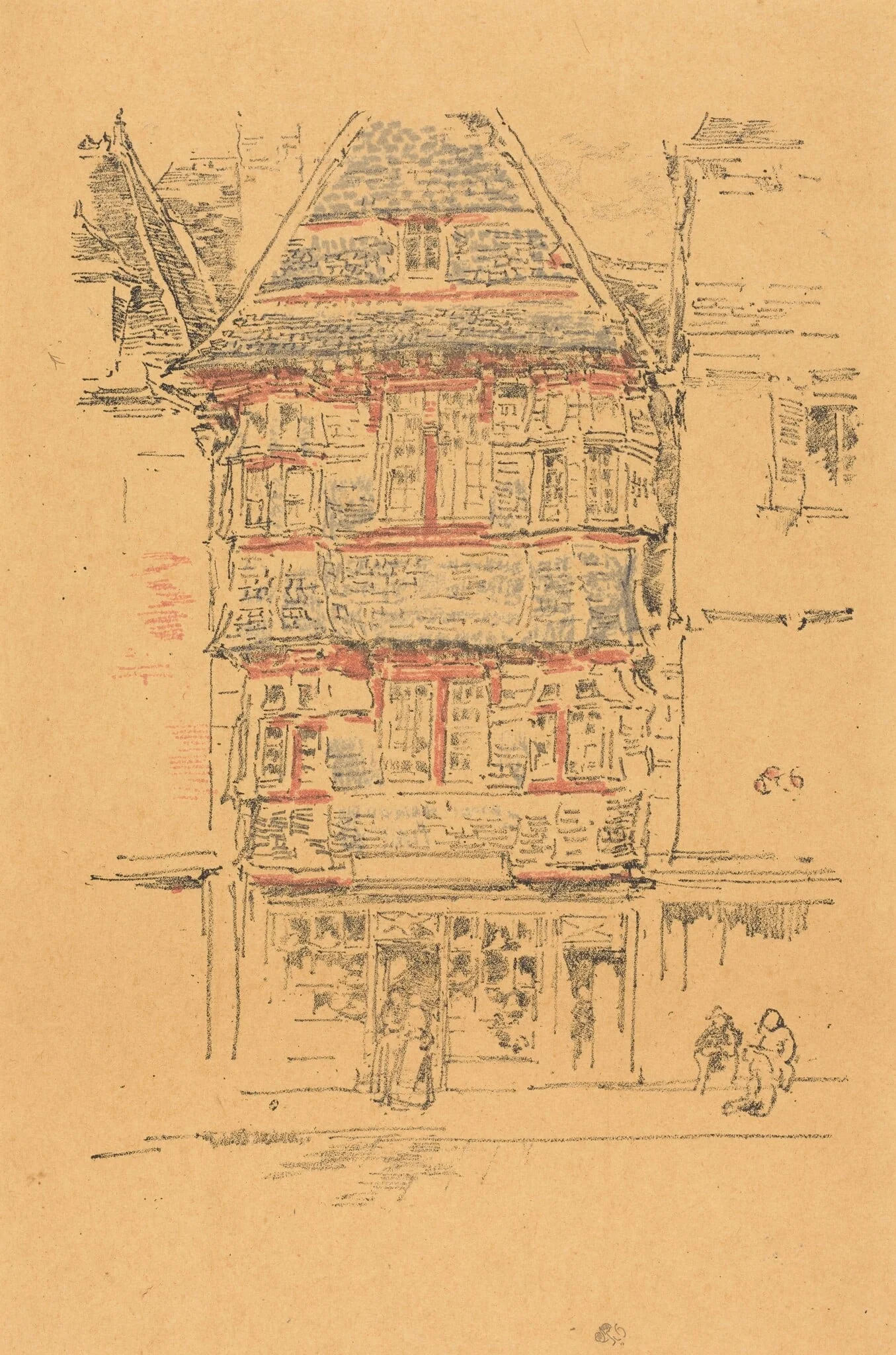 Red House, Paimpol, by James McNeill Whistler, ink, 1893
