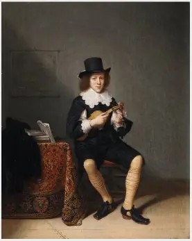 Man Aged Twenty Tuning a Violin