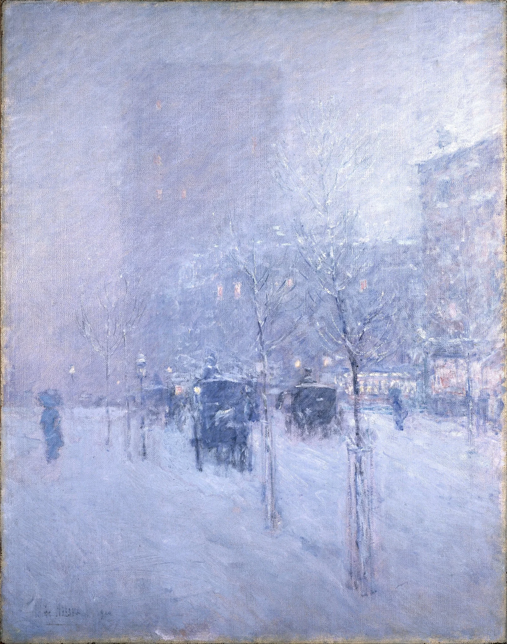 Late Afternoon, New York, Winter, by Childe Hassam, oil, 1900