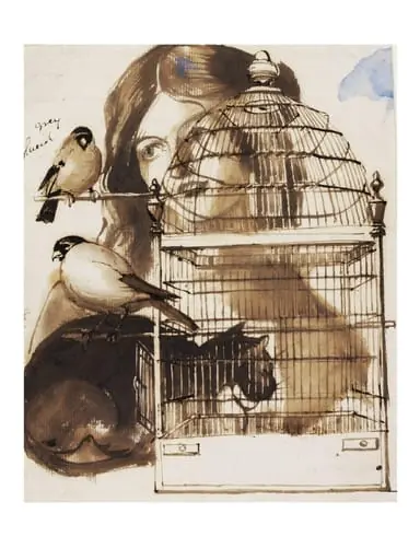 Woman and Bird Cage