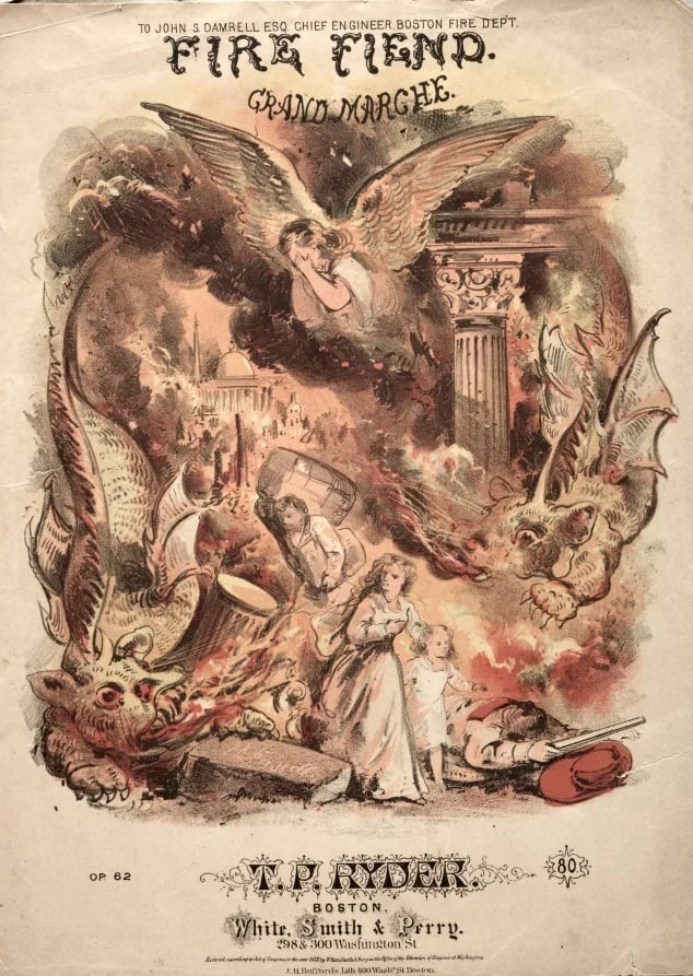 Fire Fiend - Sheet Music Cover, by Winslow Homer, 1872