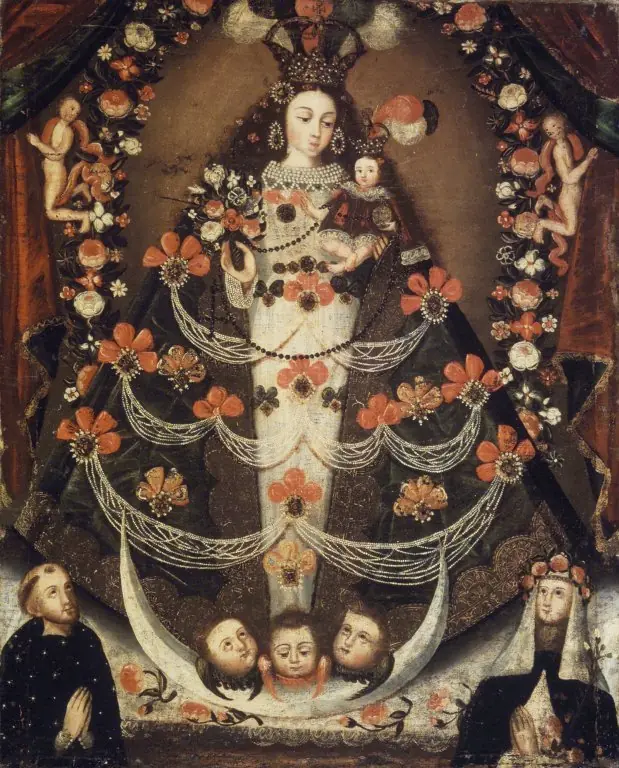 Virgin of Pomata with St. Nicholas Tolentino and St. Rose of Lima
