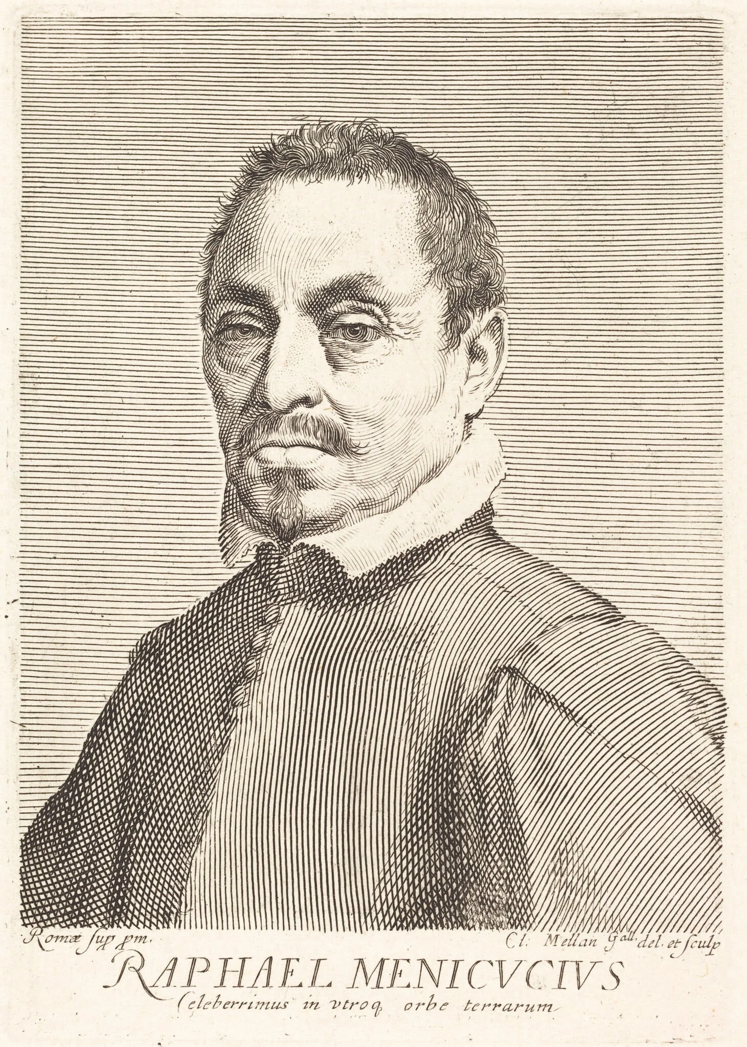 Raffaello Menicucci, by Claude Mellan, ink, 1643