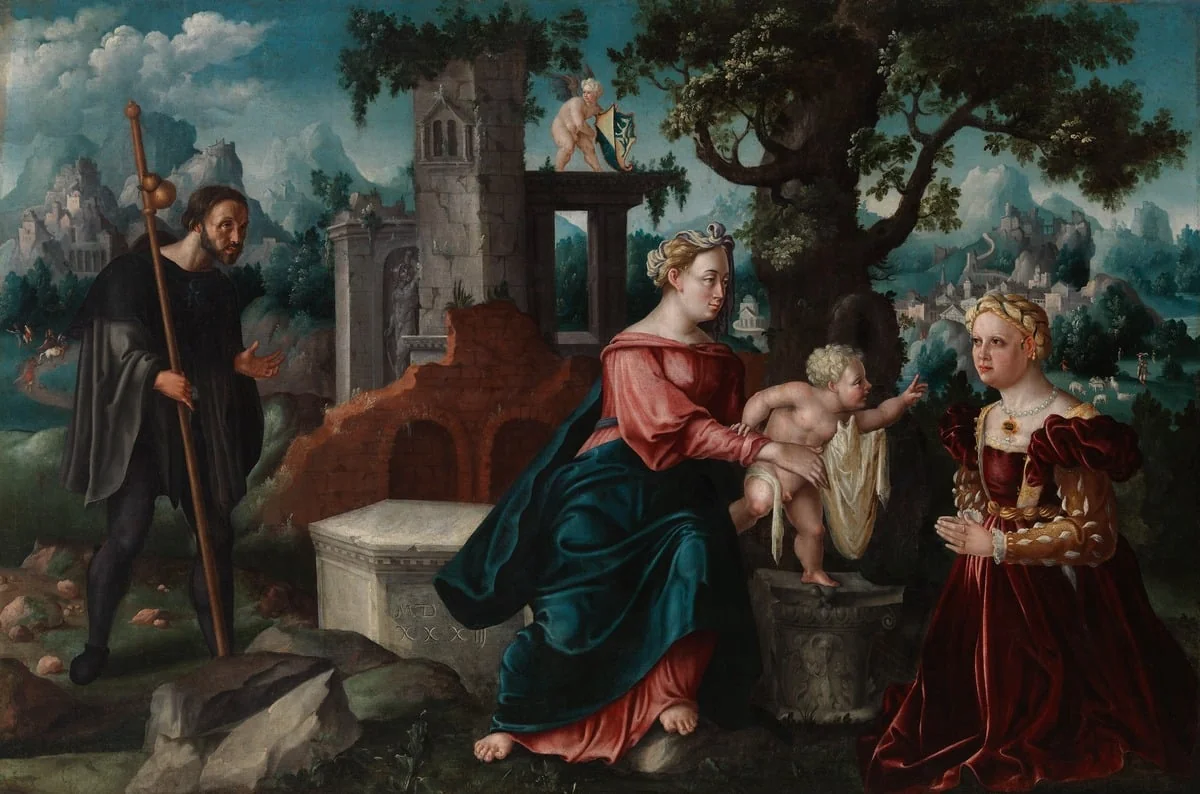 Neitsyt Maria, Jeesus-lapsi ja lahjoittajat, by tuntematon, unspecified