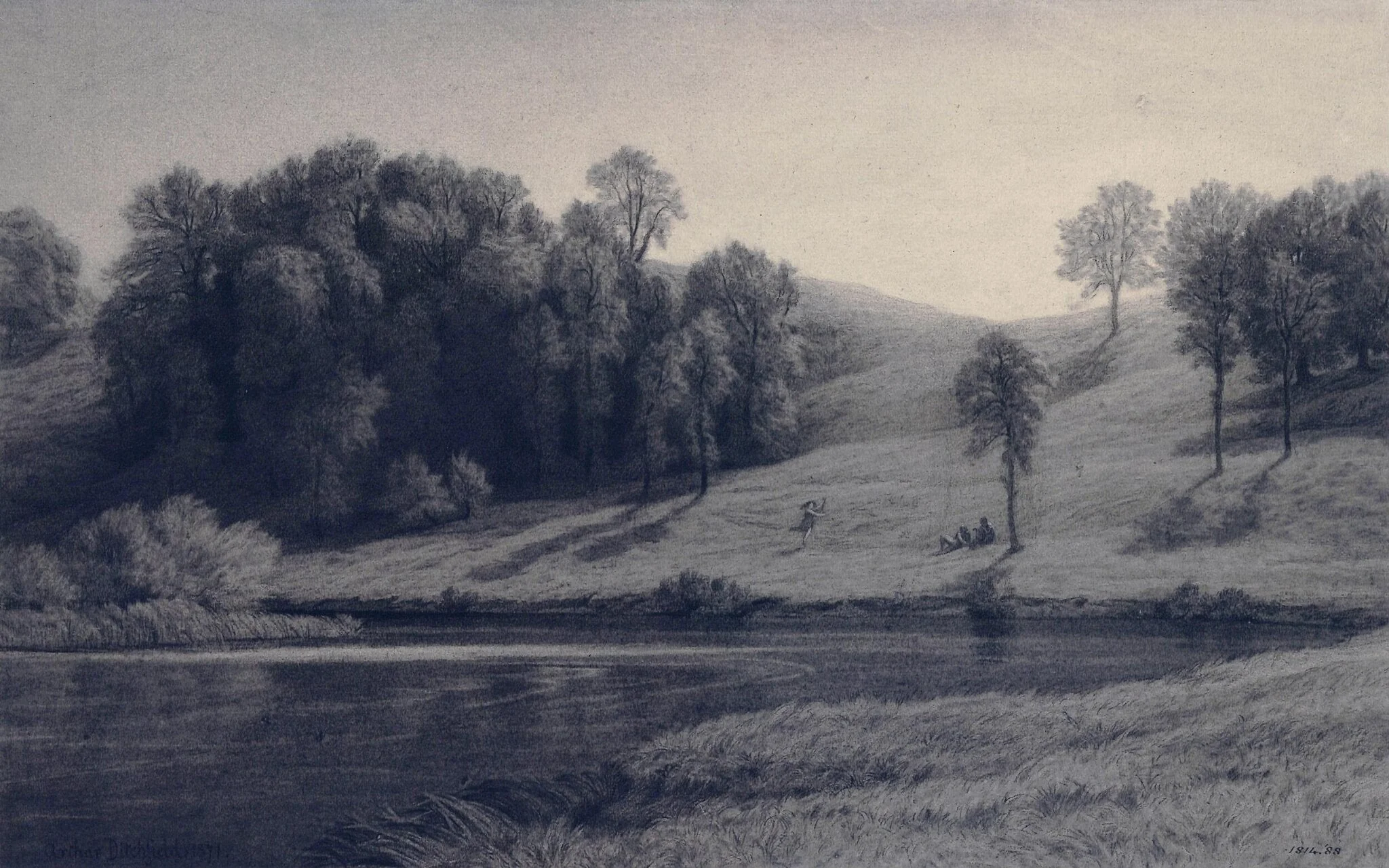 Landscape with water, by Arthur Ditchfield, 1871