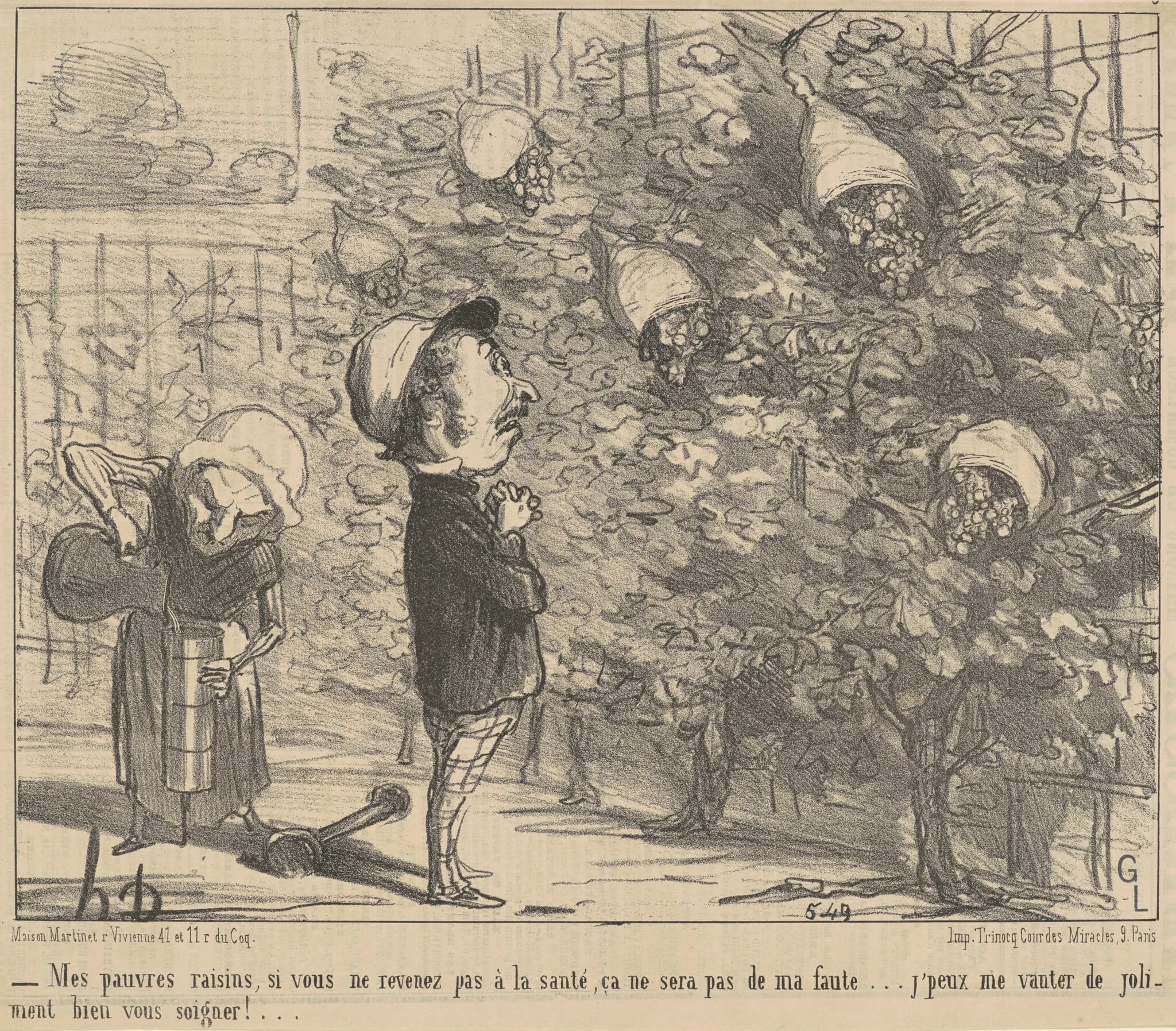 Mes pauvres raisons, si vous ne revenez pas à la sauté..., by Honoré Daumier, ink, 1853