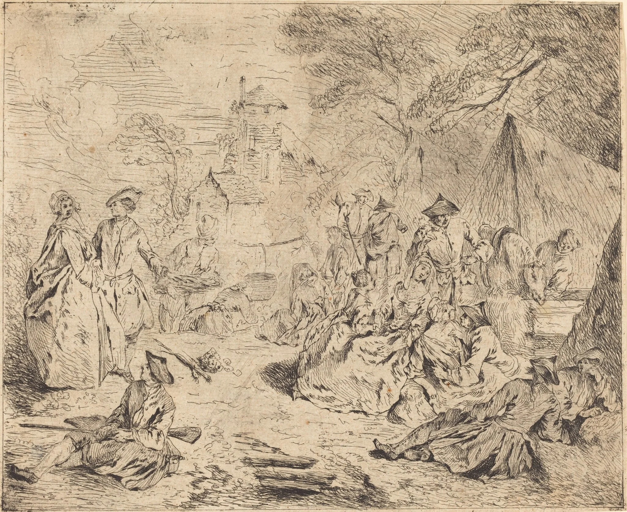 Troops Resting, by Jean-Baptiste Joseph Pater, ink, 1722