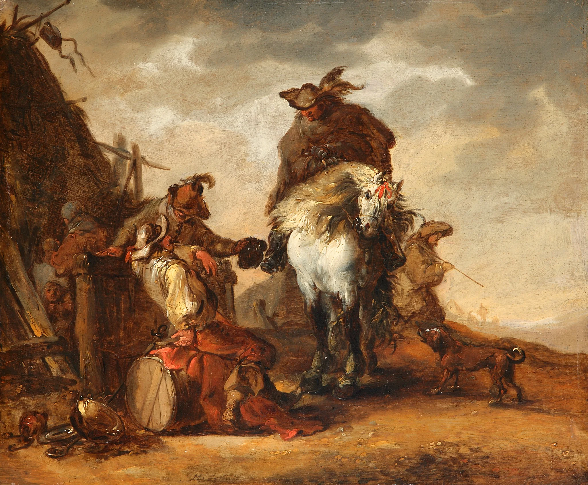 Soldiers in front of a sutler's tent, by Matthias Scheits, unspecified, 1675