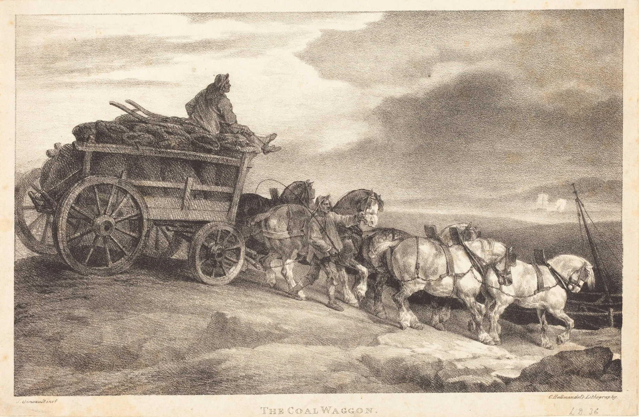 The Coal Waggon, by Théodore Géricault, ink, 1821