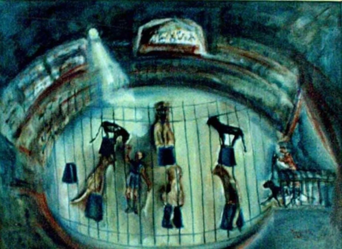 Scenă de circ (lei și pantere), by Margareta Sterian, unspecified, 1962