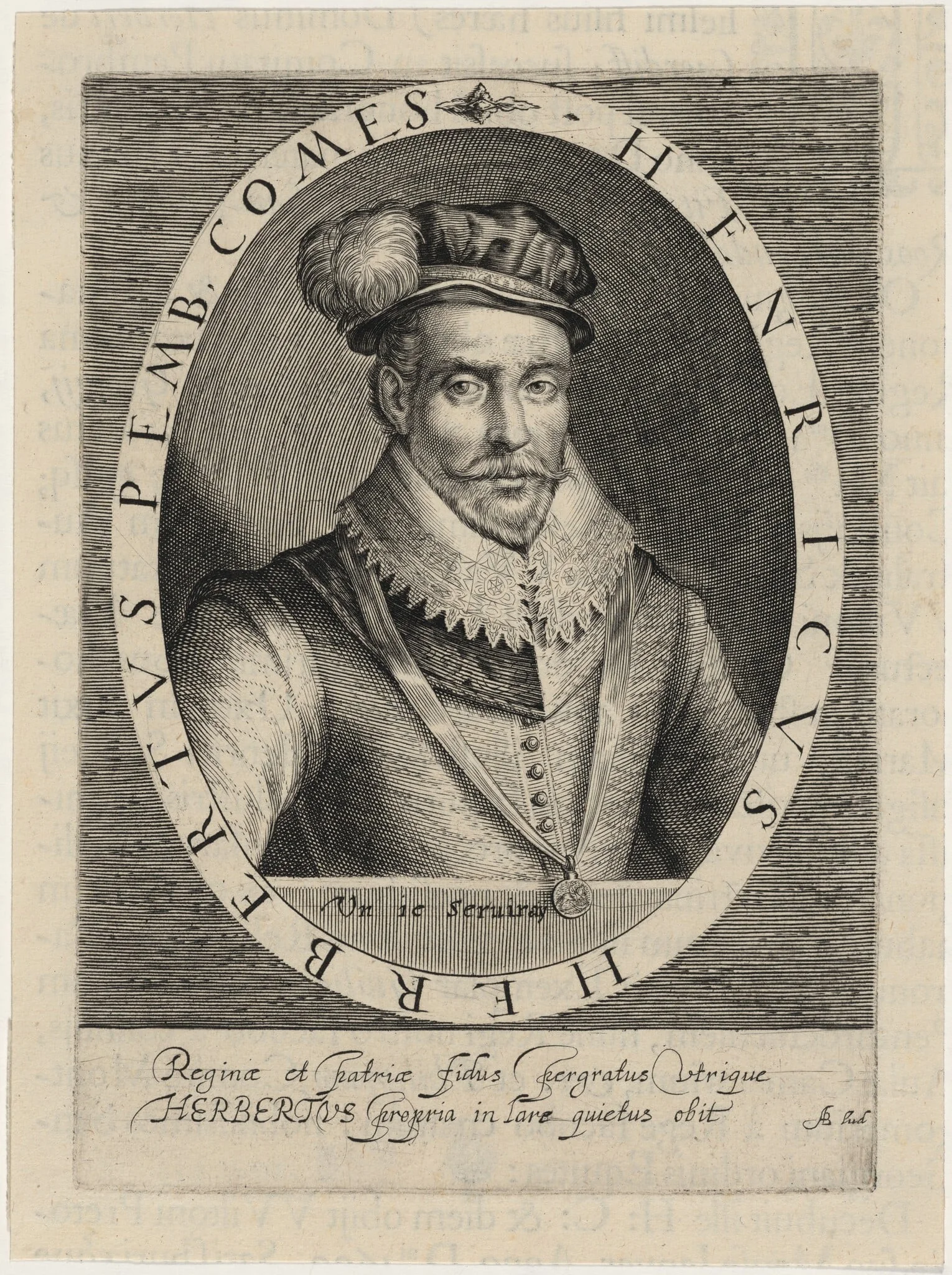 Henry Herbert, Second Earl of Pembroke, by Willem de Passe, ink, 1620