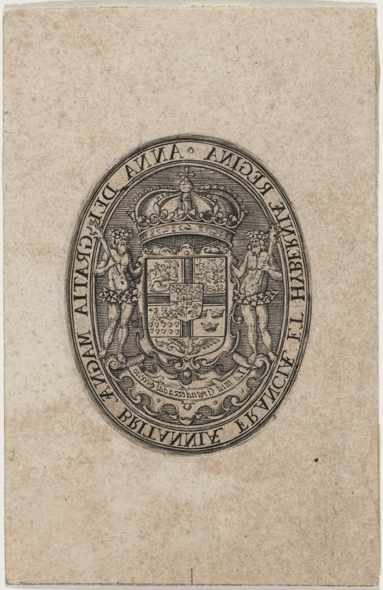 Shield of Anne of Denmark, by Simon van de Passe, ink, 1621