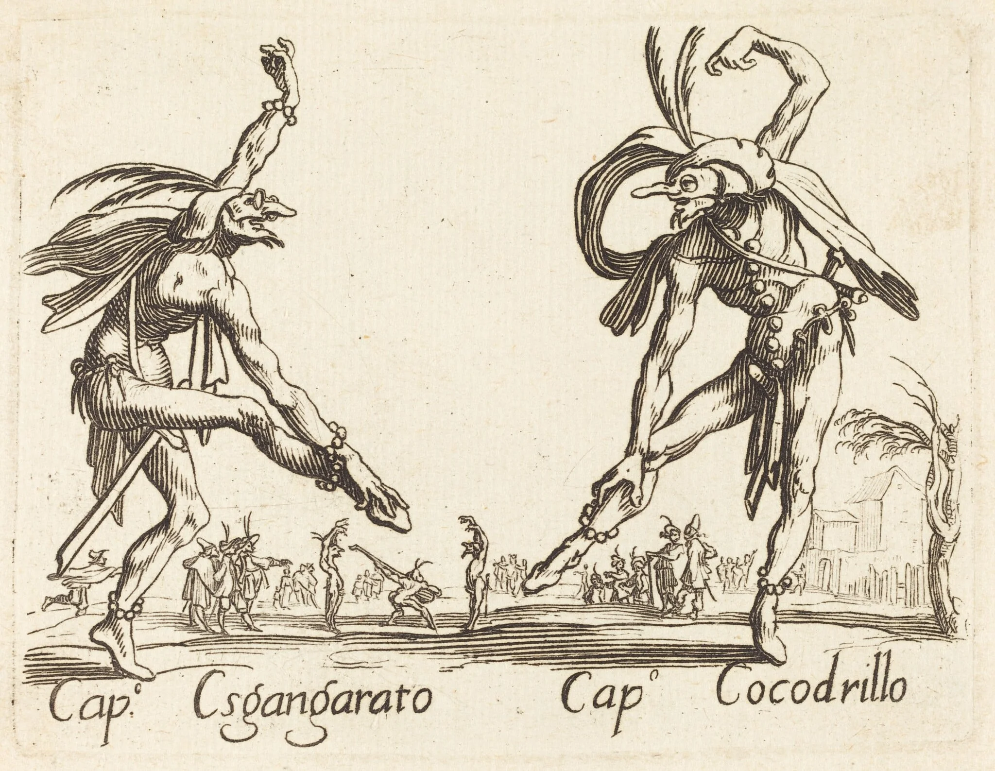 Cap. Esgangarato and Cap. Cocodrillo, by French 17th Century, ink, 1622