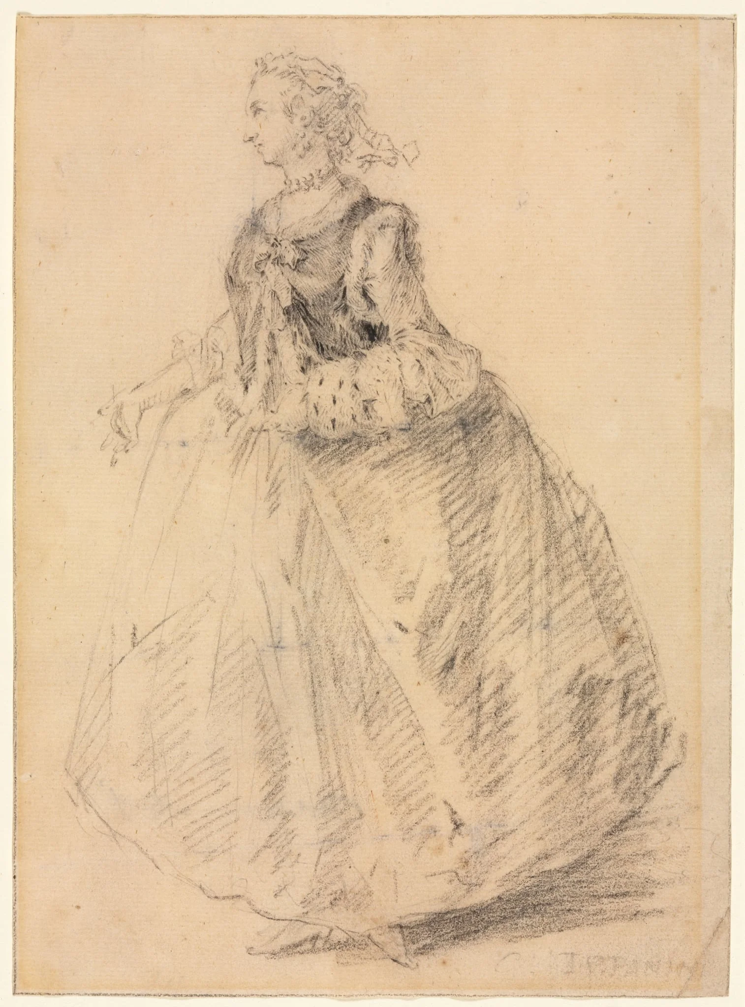 Standing Woman with an Ermine Muff, by Giovanni Paolo Panini, 1738