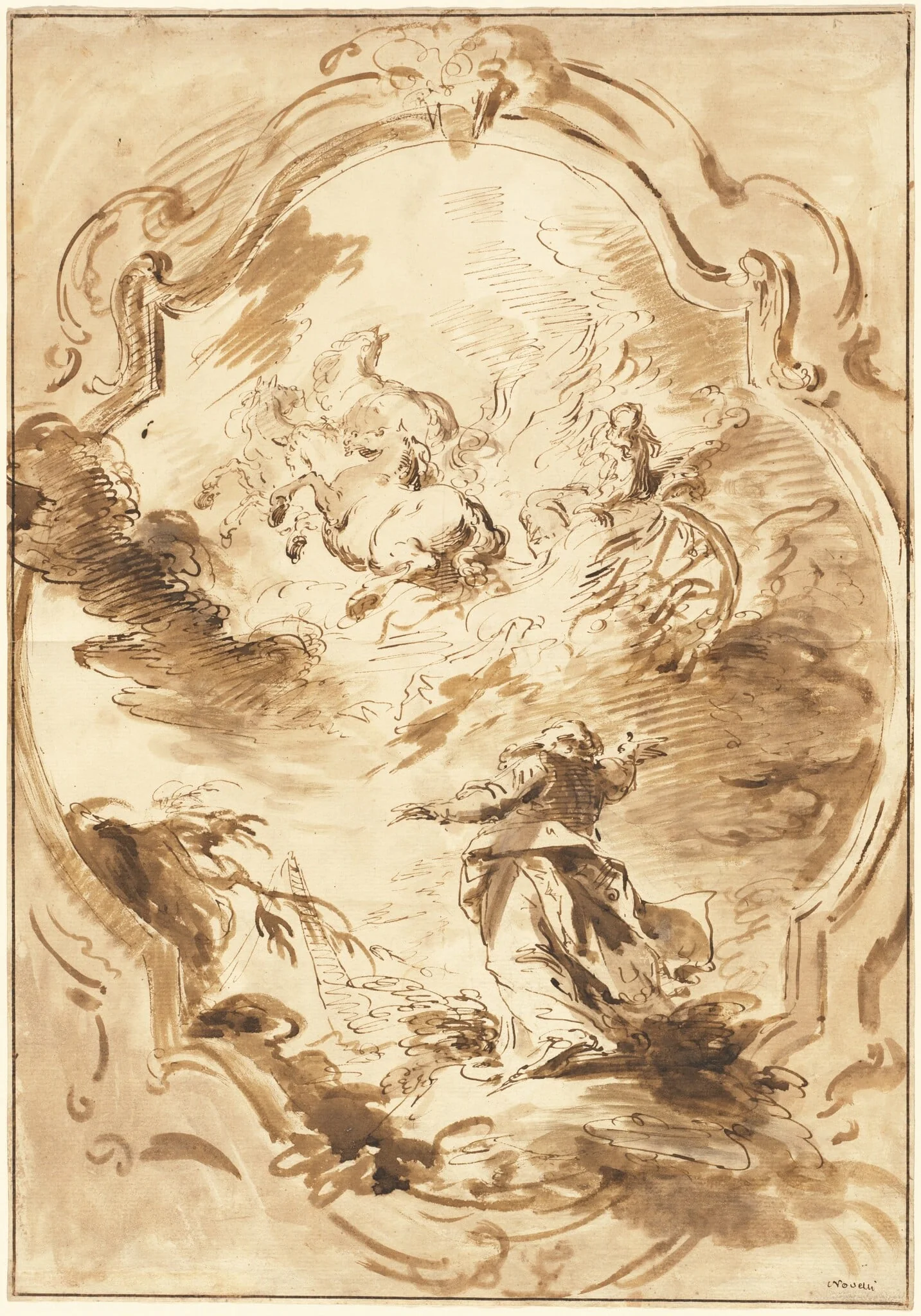 Elisha Watching Elijah Ascend in the Fiery Chariot