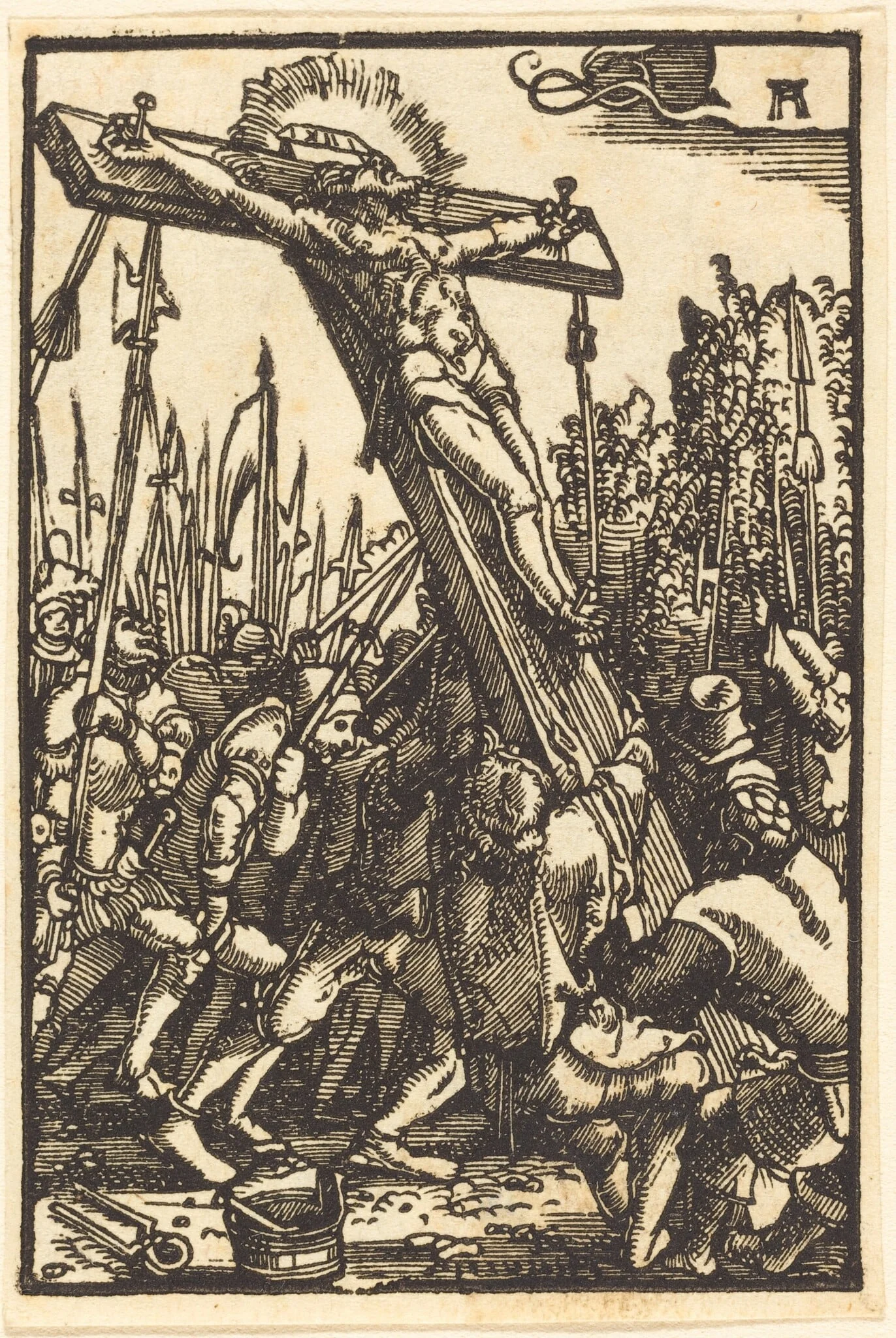 Raising of the Cross, by Albrecht Altdorfer, ink, 1513