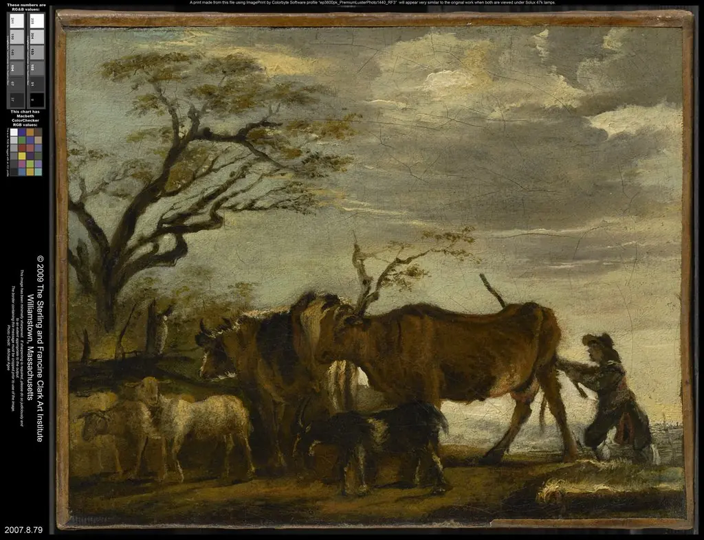 A Peasant Driving Cattle, Sheep and Goats in a Landscape