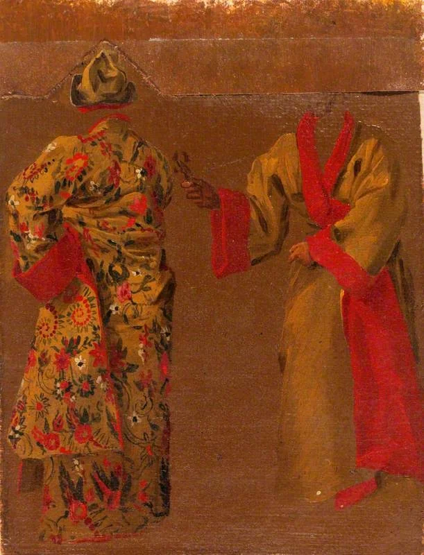 Two Costume Studies, by Luca Carlevarijs, oil, 1705