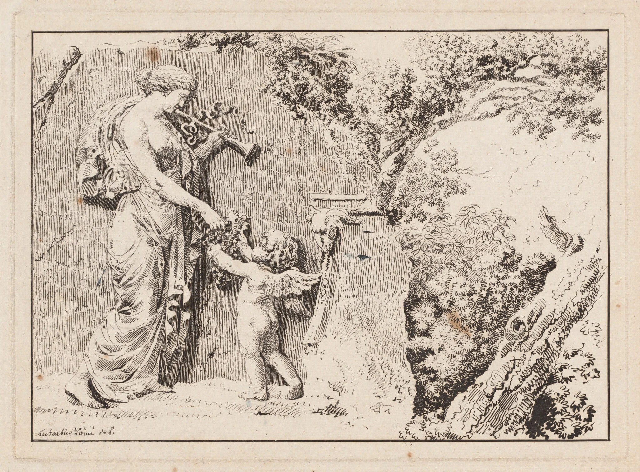 Composition with Figural Relief, by Jean-Jacques-François Le Barbier I, ink, 1782
