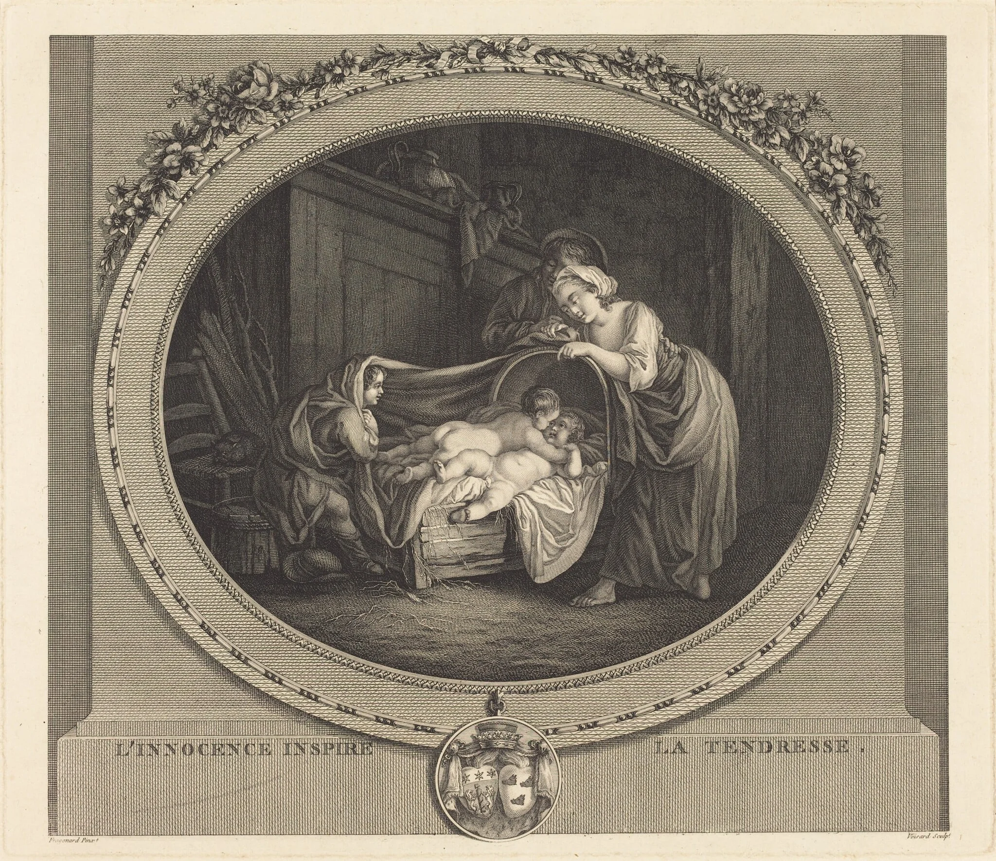 L'innocence inspire la tendresse, by Etienne Claude Voysard, ink, 1779