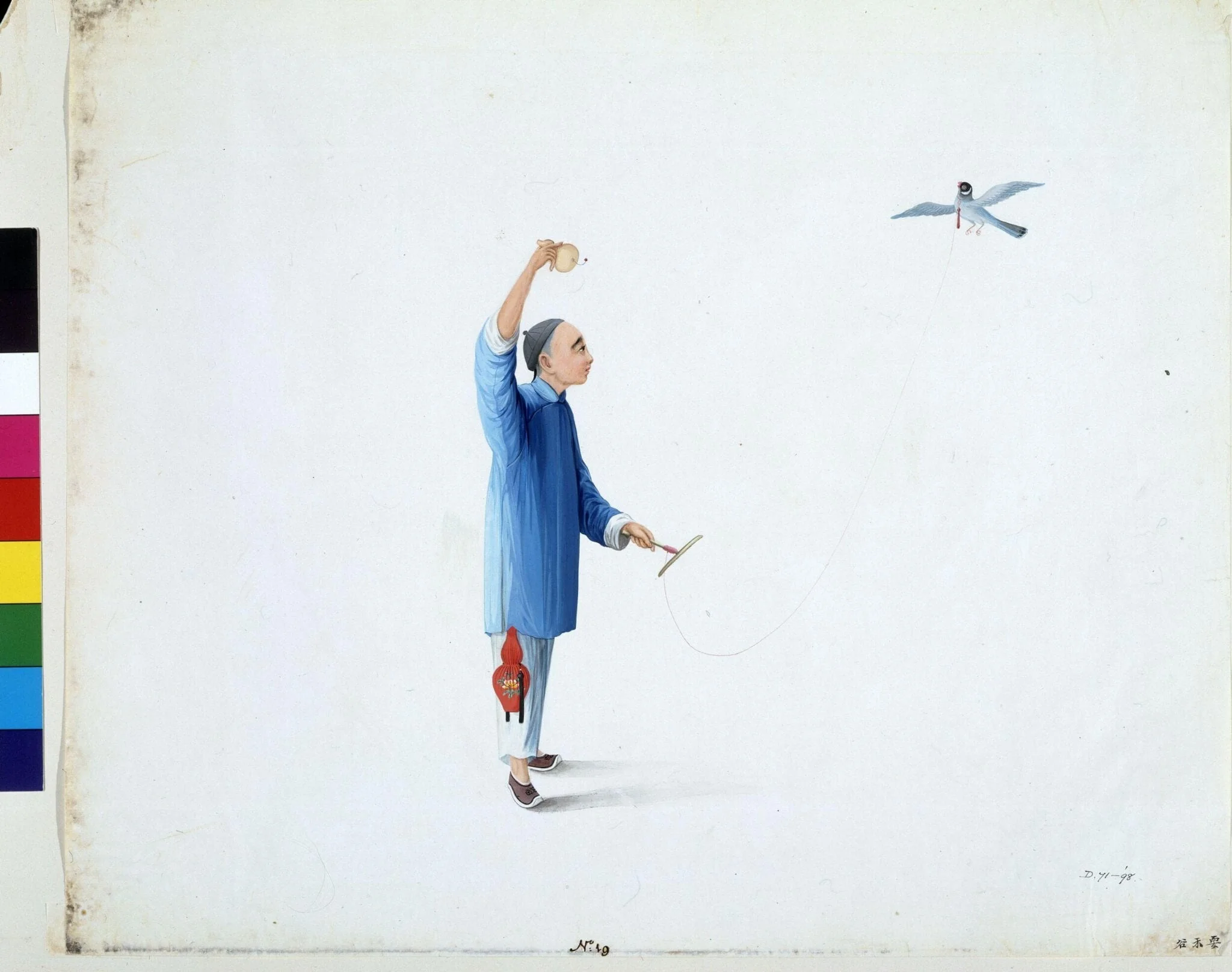 Boy Playing With Bird, by Puqua, paint, 1790