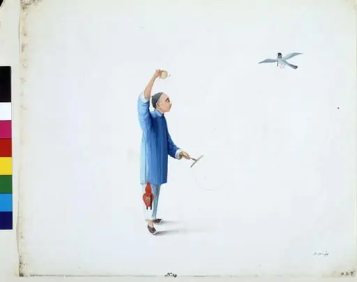 Boy Playing With Bird