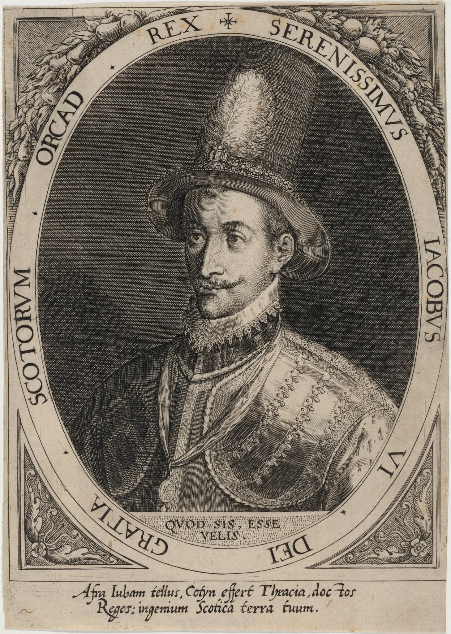 James I, as James VI of Scotland, by Dominicus Custos, ink, 1600