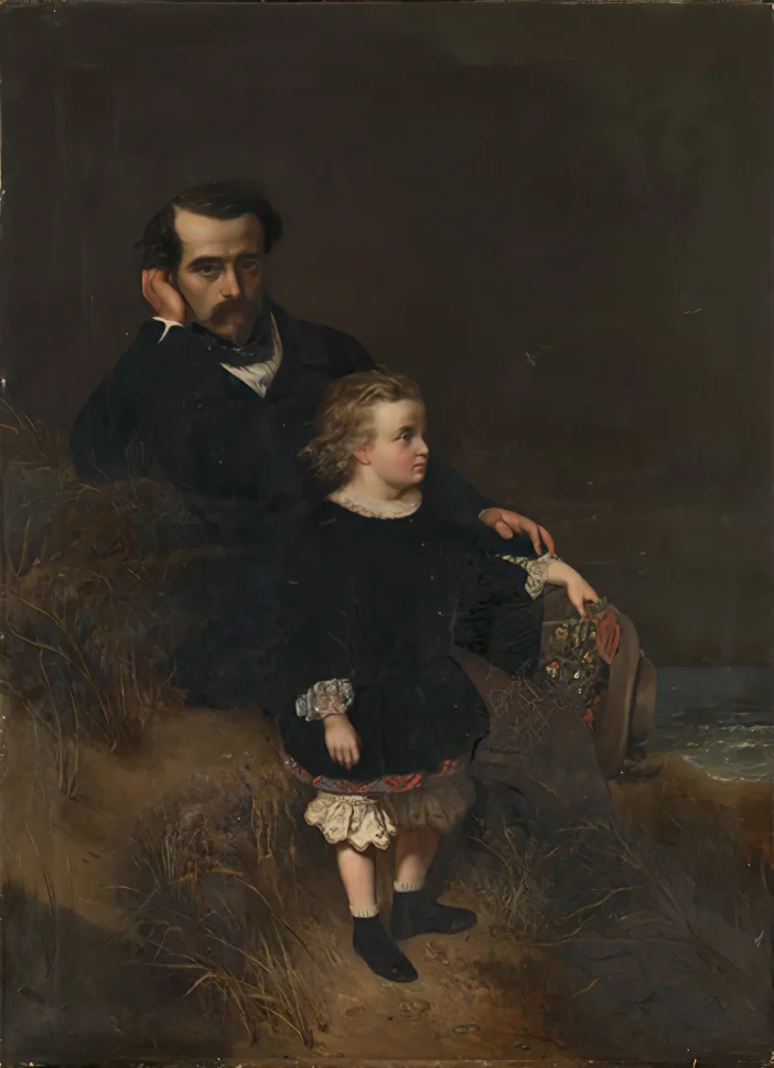 Self-portrait of the painter with his son Oscar