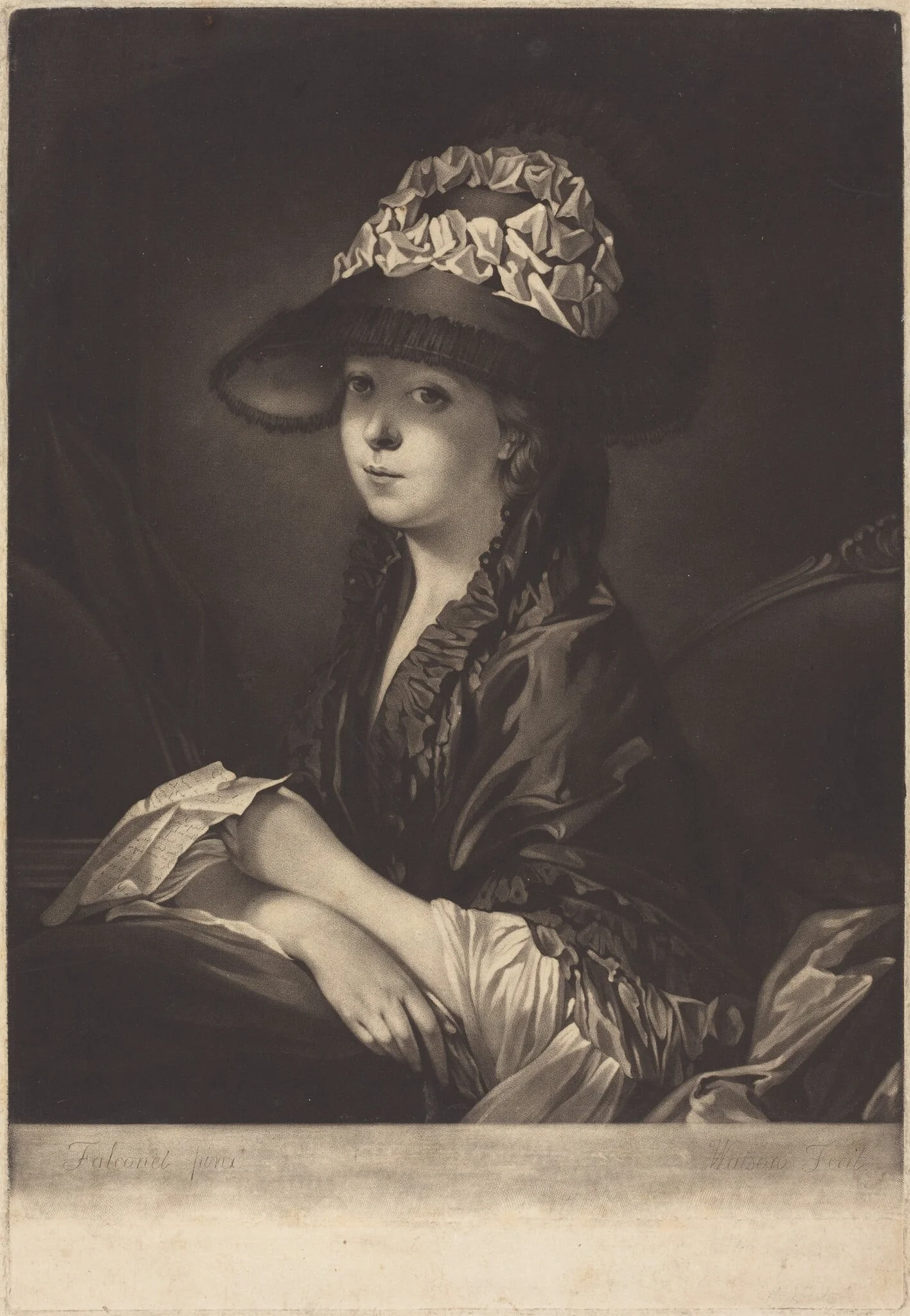 Lucinda, Miss Moore, by James Watson, ink, 1772
