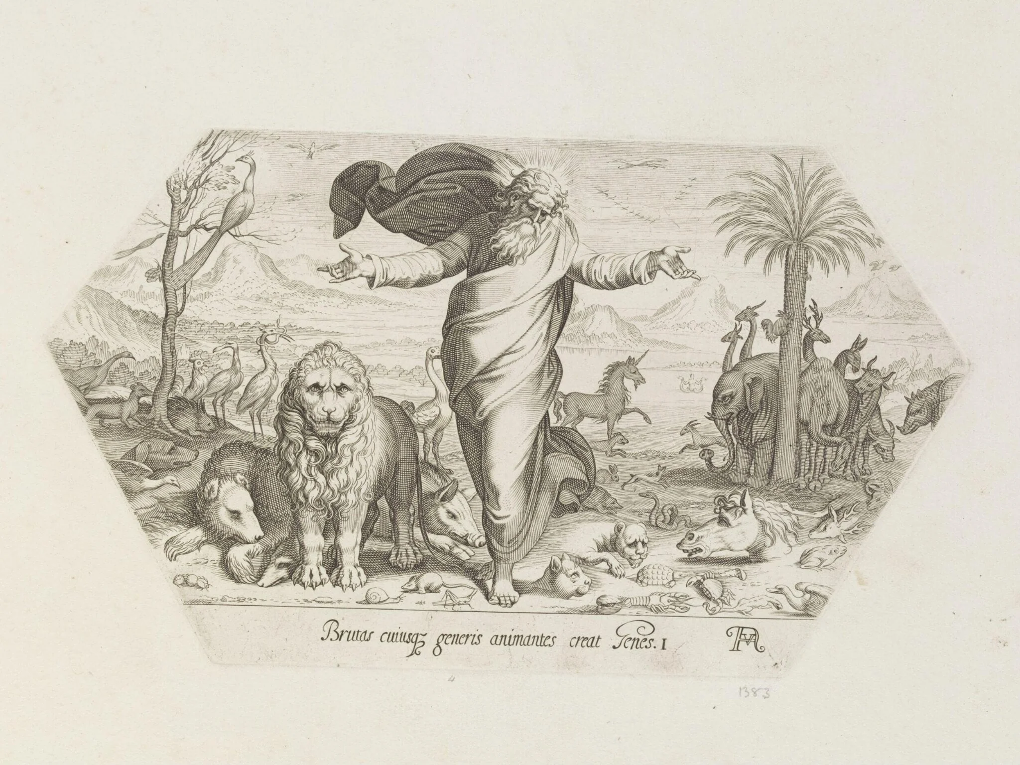 God creating the Animals, by Francesco Villamena, 1626