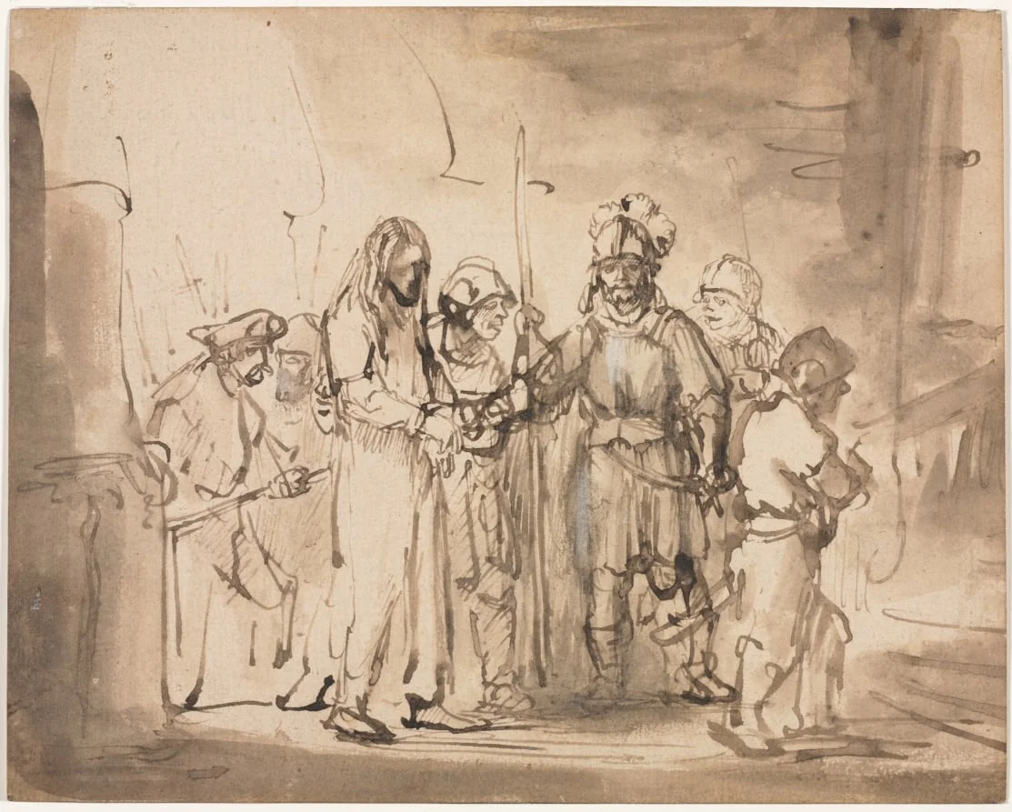 Christ Taken before Caiaphas, by Rembrandt, 1642