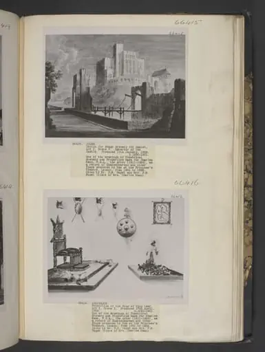 drawing of scenery and props in King Lear