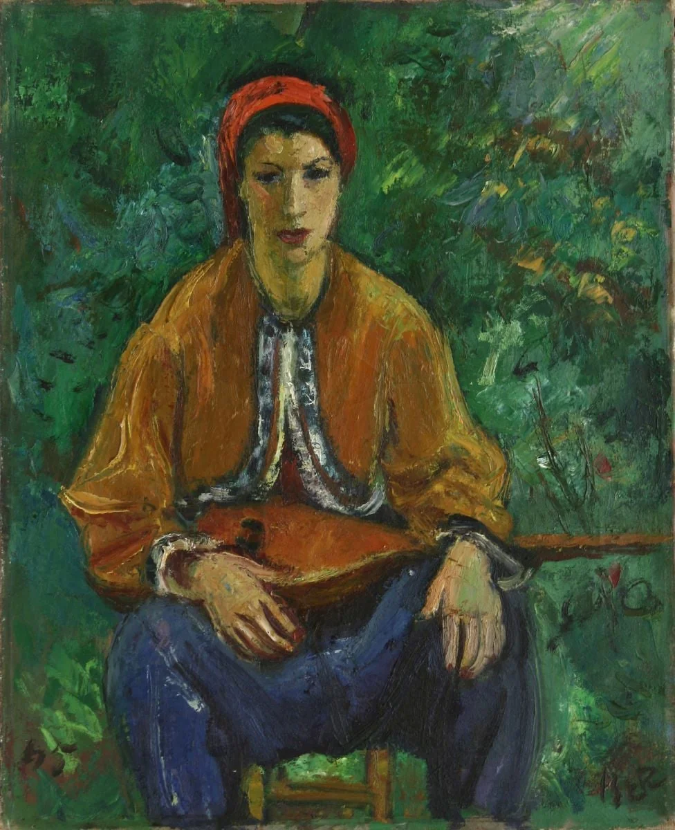 Femeie cu cobză, by Iosif Iser, unspecified, 1945