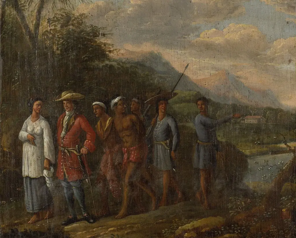 Dutch Merchant with Slaves in a West Indies Hills