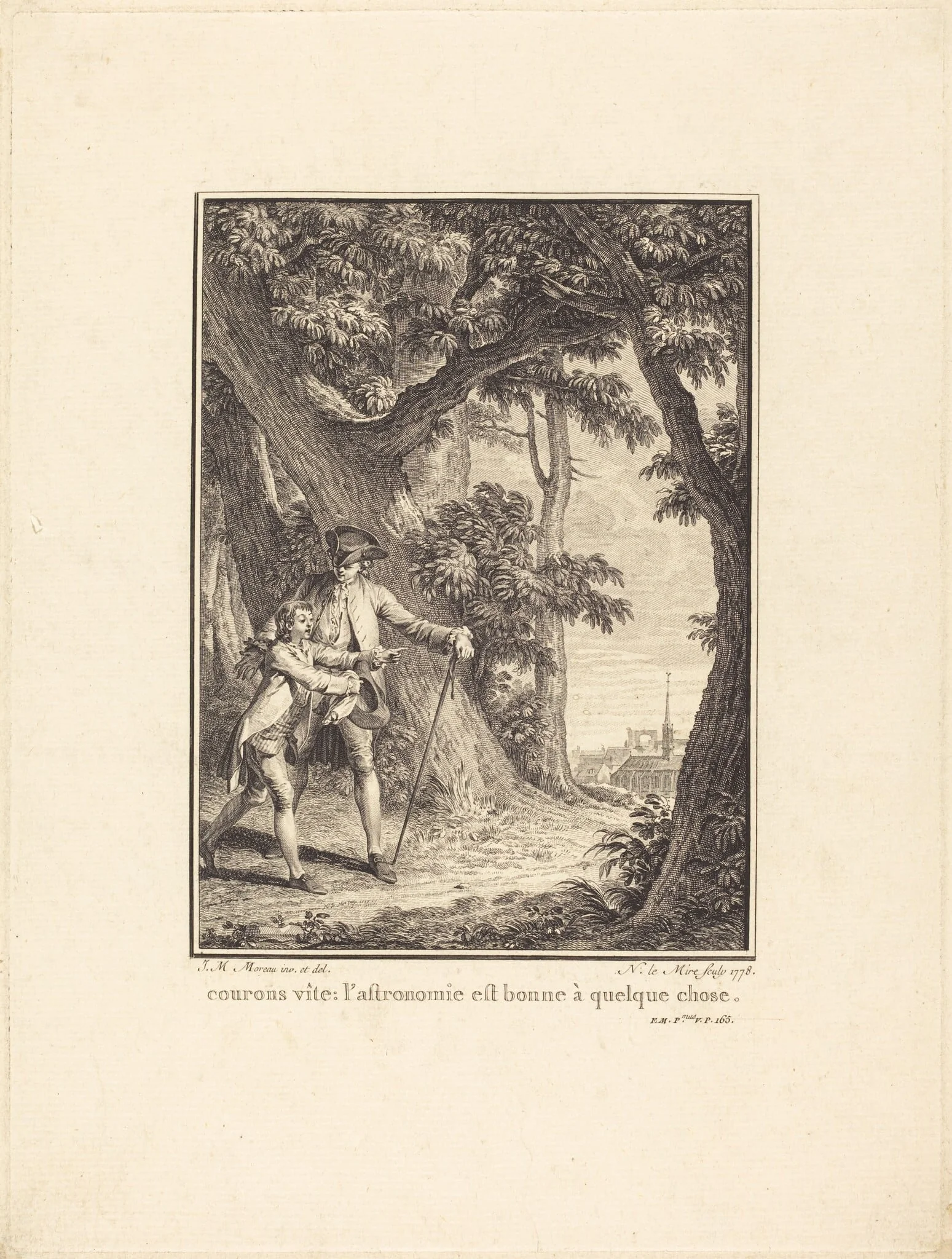 Courons vîte: l'astronomie est bonne à quelque chose, by Noël Le Mire, ink, 1778