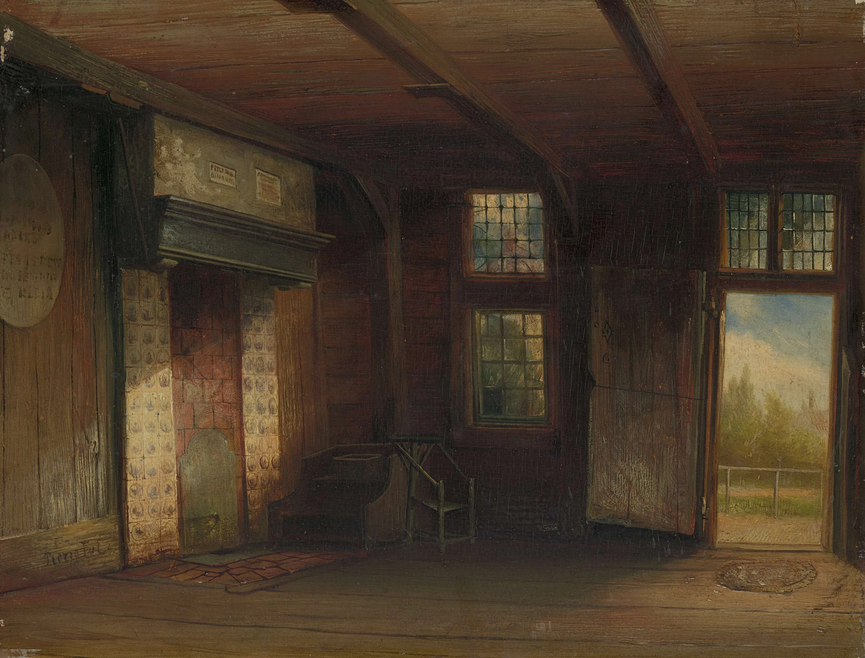 Interieur van het Tsaar Peterhuisje te Zaandam, by Pierre Tetar van Elven, oil, 1851